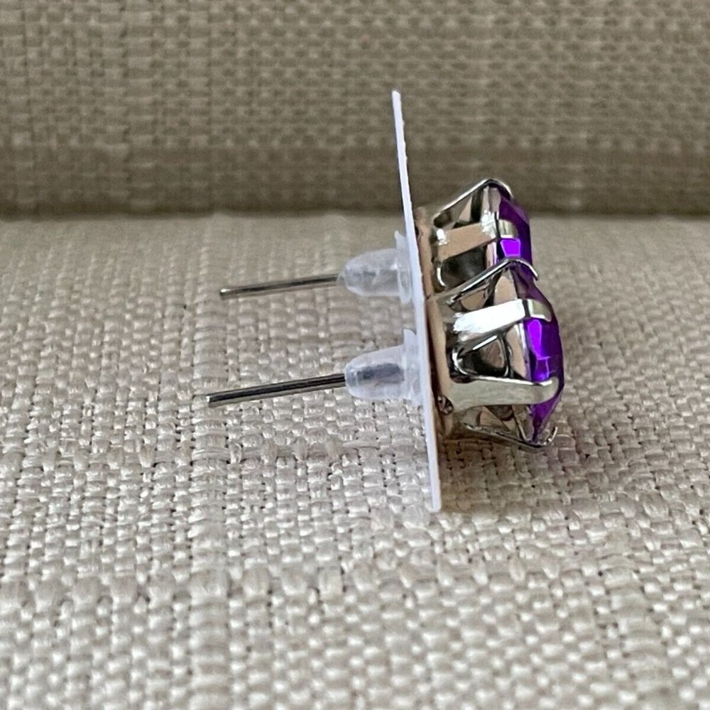 Women Stud Earrings Purple Faux Stone Fashion Ear Jewelry Earrings New - Picture 4 of 8